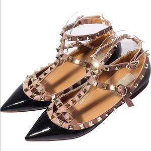 Katypeny women’s rockstud flat pump shoes